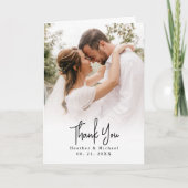 写真モダンの折結婚り曲げサンキューカード サンキューカード (正面)