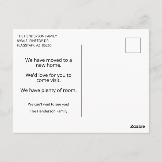 写真モダンの新しいホーム ポストカード (裏面)