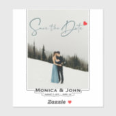 写真モダンの日付を保存パーソナライズされたする シール (シート)