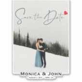 写真モダンの日付を保存パーソナライズされたする シール (正面)