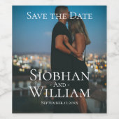 写真モダンの日付を保存パーソナライズされたする ワインラベル (シングルラベル)