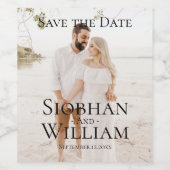 写真モダンの日付を保存パーソナライズされたする ワインラベル (シングルラベル)