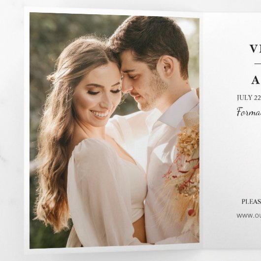 写真モダンの日付を保存結婚する 三つ折り案内状 (内部最初)