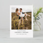 写真モダンの日付を保存結婚する |実在金ゴールド 箔招待状 (立ち正面)