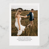 写真モダンの日付を保存結婚する |実在金ゴールド 箔招待状 (裏面)