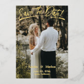 写真モダンの日付を保存 箔招待状 (正面)