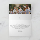 写真モダンの書結婚跡スクリプト サンキューカード (内部)