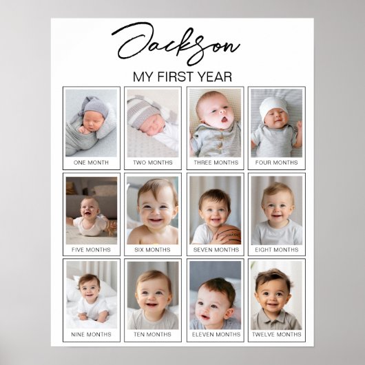 写真モダンの最初の年のマイルストーン記号 ポスター (正面)