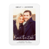 写真モダンの白い日付を保存 マグネット (縦)