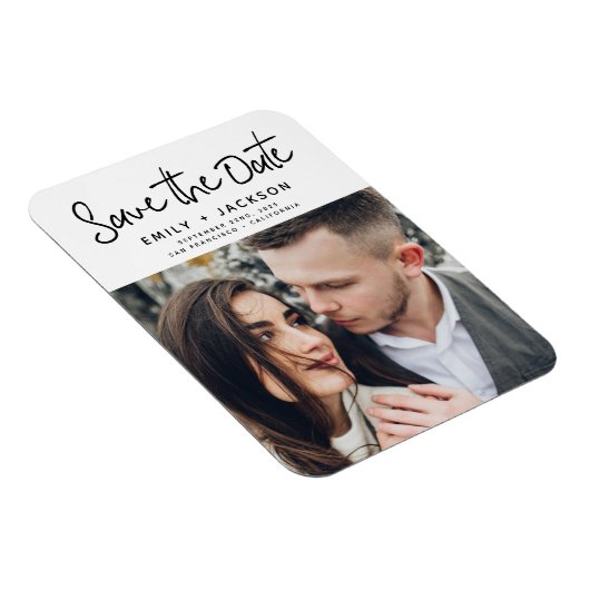 写真モダンの白い日付を保存 マグネット (右側)