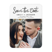 写真モダンの白い日付を保存 マグネット (縦)