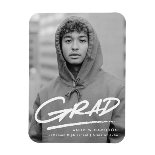 写真モダンの破線の卒業 マグネット (縦)