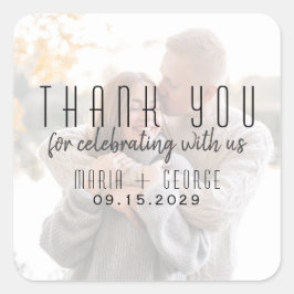 写真モダンの結婚ありがとうステッカー スクエアシール