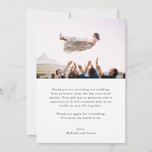 写真モダンの結婚ありがとう サンキューカード (裏面)