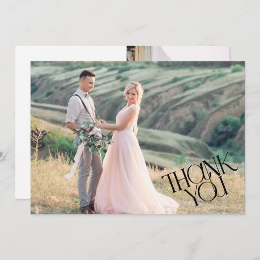 写真モダンの結婚ありがとう サンキューカード (正面/裏面)