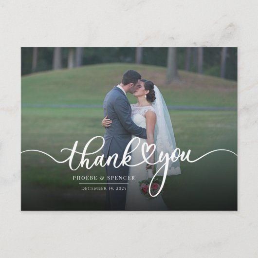 写真モダンの結婚ありがとう ポストカード (正面)