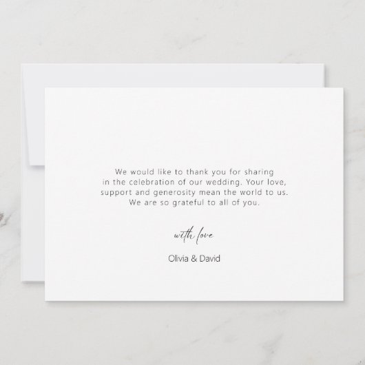 写真モダンの結婚サンキューカードとメッセージ サンキューカード (裏面)