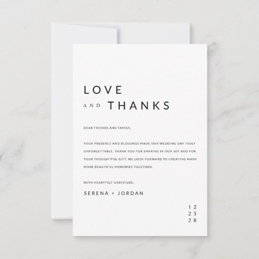 写真モダンの結婚サンキューカードとメモ サンキューカード (裏面)