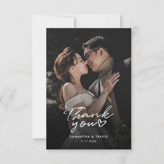 写真モダンの結婚サンキューカード (正面)