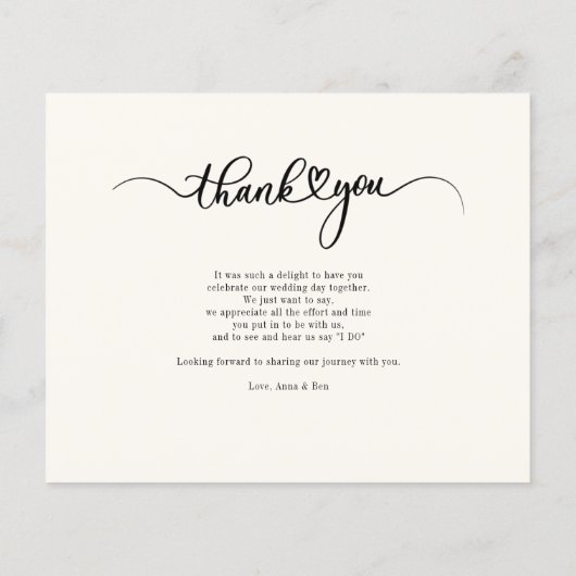 写真モダンの結婚サンキューカード (裏面)