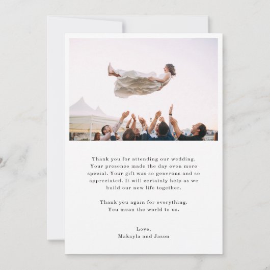 写真モダンの結婚サンキューカード サンキューカード (裏面)
