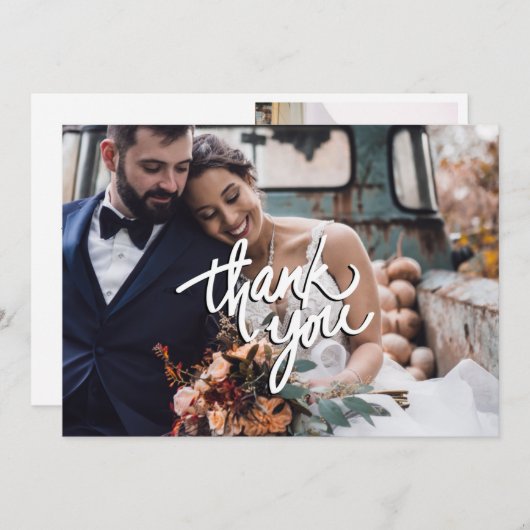 写真モダンの結婚サンキューカード サンキューカード (正面/裏面)