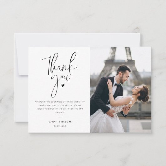 写真モダンの結婚サンキューカード サンキューカード (正面)