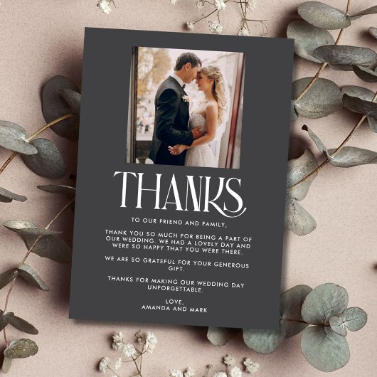 写真モダンの結婚サンキューカード サンキューカード