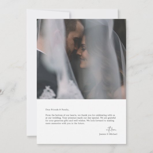 写真モダンの結婚サンキューカードWノート サンキューカード (裏面)