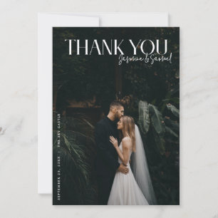 写真モダンの結婚サンキューカードWノート サンキューカード
