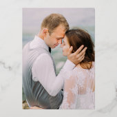 写真モダンの結婚バラ金ゴールド 箔招待状 (裏面)