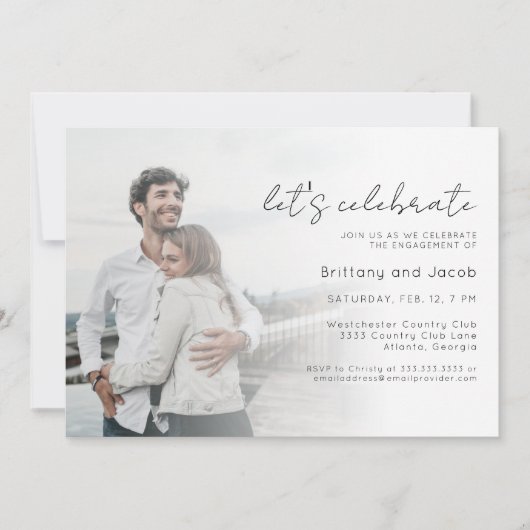 写真モダンの結婚婚約パーティ招待状 招待状 (正面)