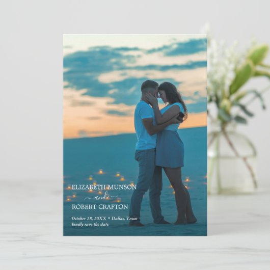 写真モダンの結婚式のスクリプトの日付の保存 セーブザデート (スタンド正面)