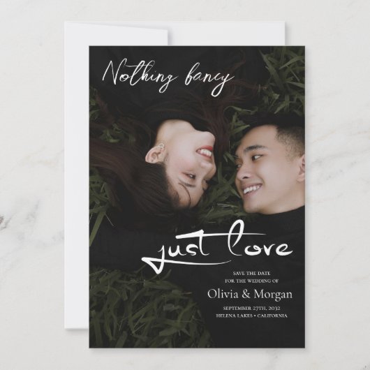 写真モダンの結婚式のスクリプトの日付の保存 招待状 (正面)