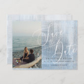 写真モダンの結婚式のスクリプトの日付の保存 案内ポストカード (正面/裏面)