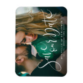 写真モダンの結婚式のスクリプトの日付を保存 マグネット (縦)