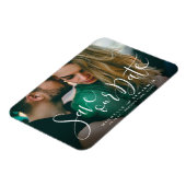 写真モダンの結婚式のスクリプトの日付を保存 マグネット (左側)