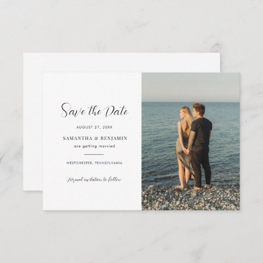 写真モダンの結婚式のスクリプト日付の保存 (正面/裏面)