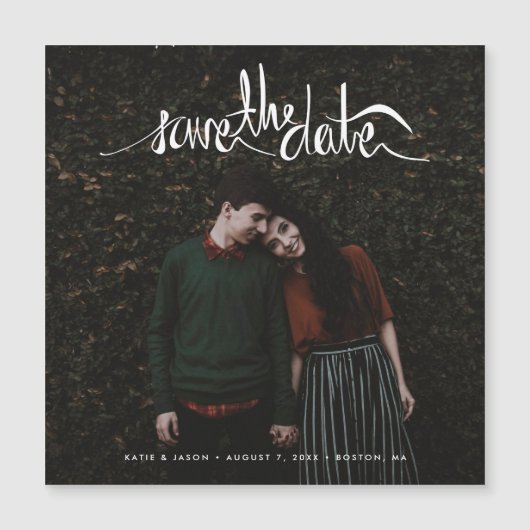 写真モダンの結婚式のスクリプト日付の保存 (正面)