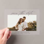 写真モダンの結婚式のスクリプト日付の保存 アクリル招待状 (インサイチュ (ポータブル))