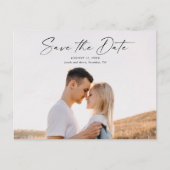 写真モダンの結婚式のスクリプト日付の保存 案内ポストカード (正面)