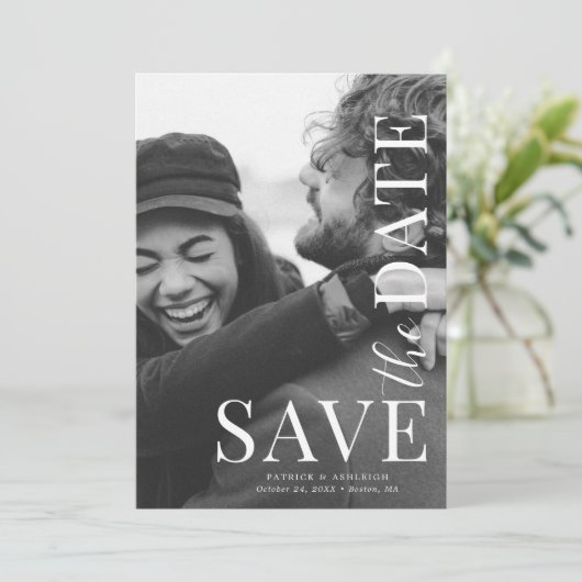 写真モダンの結婚式の日付を保存 セーブザデート (スタンド正面)