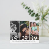 写真モダンの結婚式は日付を保存 案内ポストカード (スタンド正面)