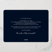 写真モダンの結婚感謝ゴールドフォイルカード 箔招待状 (裏面)