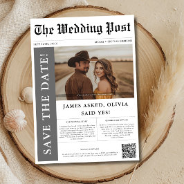 写真モダンの結婚新聞QRコード セーブザデート