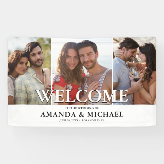 写真モダンの結婚歓迎 横断幕 (横)
