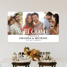 写真モダンの結婚歓迎 横断幕