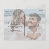 写真モダンの結婚無料ドリンク日付の保存 案内ポストカード (裏面)