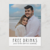 写真モダンの結婚無料ドリンク日付の保存 案内ポストカード (正面)