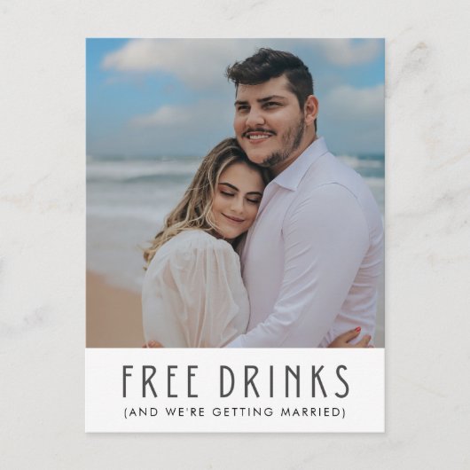 写真モダンの結婚無料ドリンク日付の保存 案内ポストカード (正面)